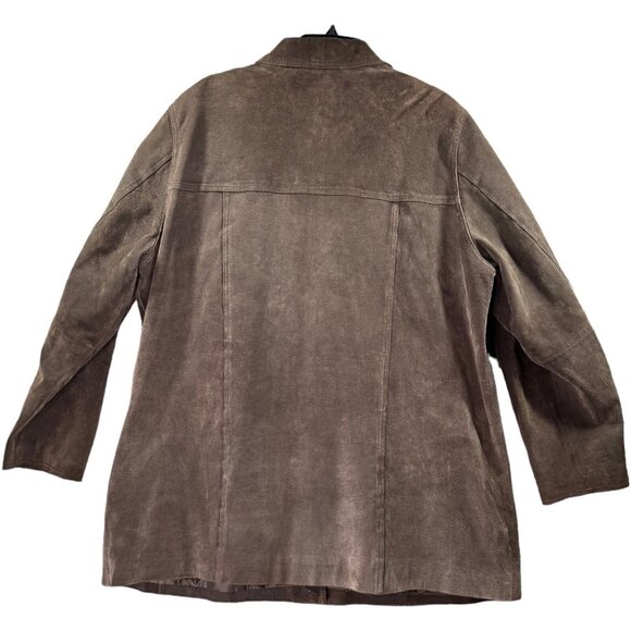 Via Accenti BO Leather Duster Jacket Woman XXL Dark Brown Western Lined Button - Picture 2 of 7